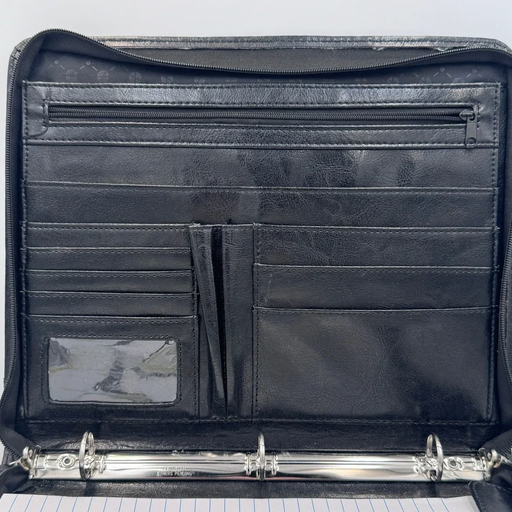 Foray Black Faux Leather Zippered Professional Portfolio Business Padfolio Case